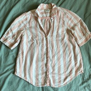 J. Crew Wide Stripe Short Sleeve Button Up Shirt